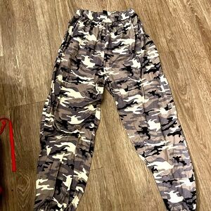 Black and white camo sweatpants